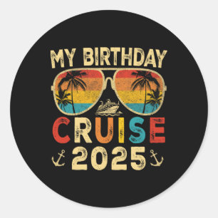 Meine Geburtstagsreise 2025 Party Kreuzfahrt Gebur Runder Aufkleber