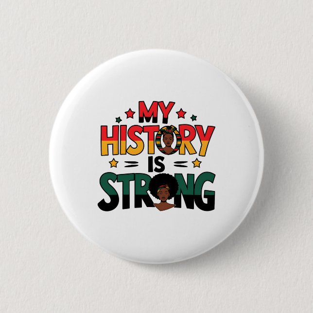Meine Geschichte ist starker schwarzer Monat afroa Button (Vorderseite)