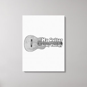 Meine Gitarre ist meine Therapie. Rückenlehne und Leinwanddruck