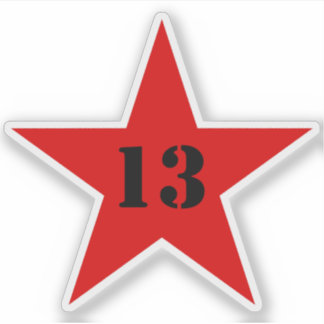 Meine Glückszahl Star - Nummer 13 (rot) Aufkleber