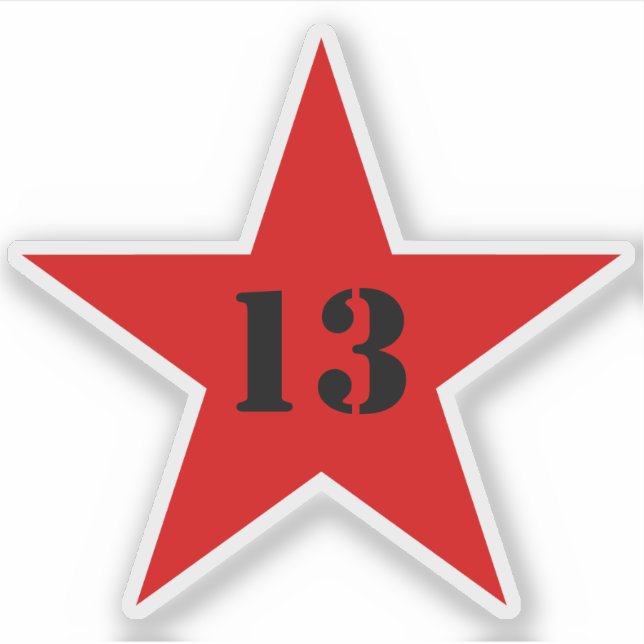 Meine Glückszahl Star - Nummer 13 (rot) Aufkleber (Vorderseite)