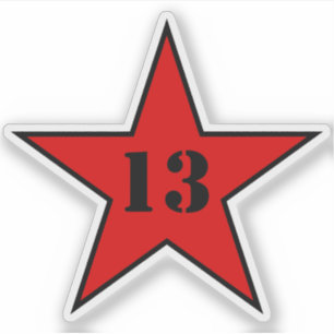 Meine Glückszahl Star - Nummer 13 - v2 (rot) Aufkleber