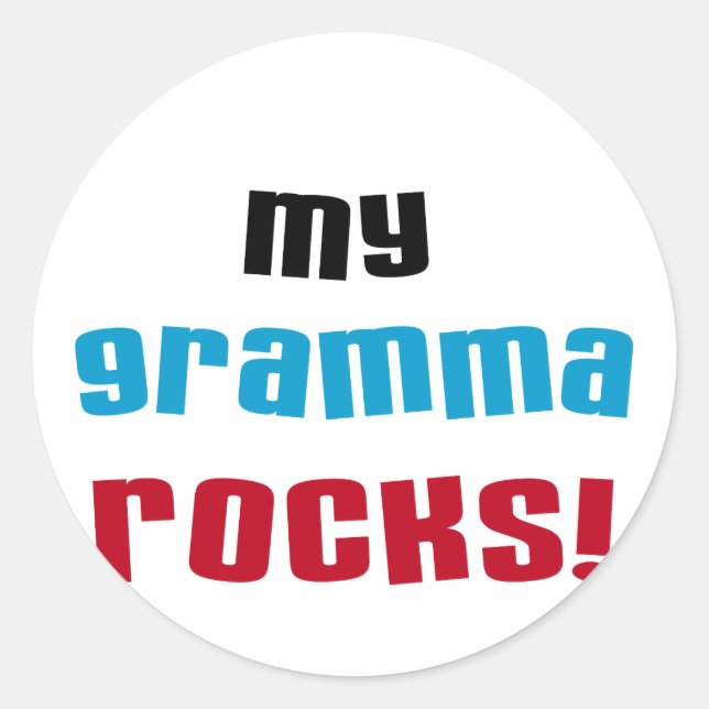 Meine Gramma Rocks T - Shirt und Geschenke Runder Aufkleber (Vorderseite)
