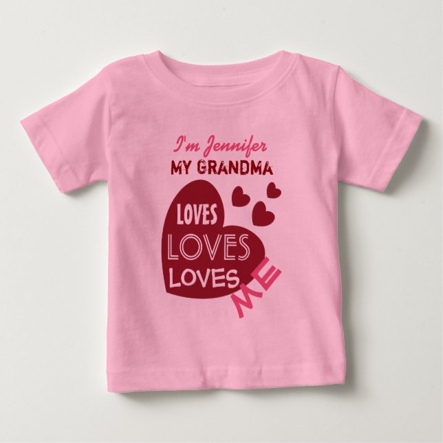 Meine GRANDMA Lieben Me Red Hearts Custom Text V06 Baby T-shirt (Vorderseite)