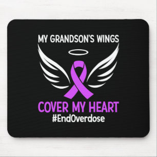 Meine Grandson's Flügel bedecken mein Herz Lila Ba Mousepad