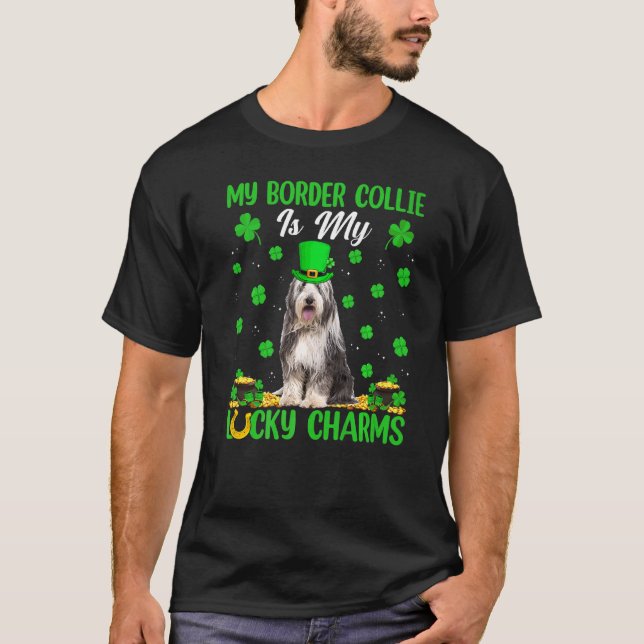 Meine Grenzkollie ist mein Glücksbringer St Patri T-Shirt (Vorderseite)