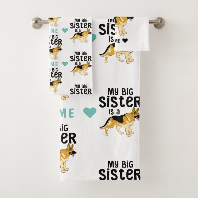 Meine große Schwester ist ein deutscher Schäferhun Badhandtuch Set (Insitu)