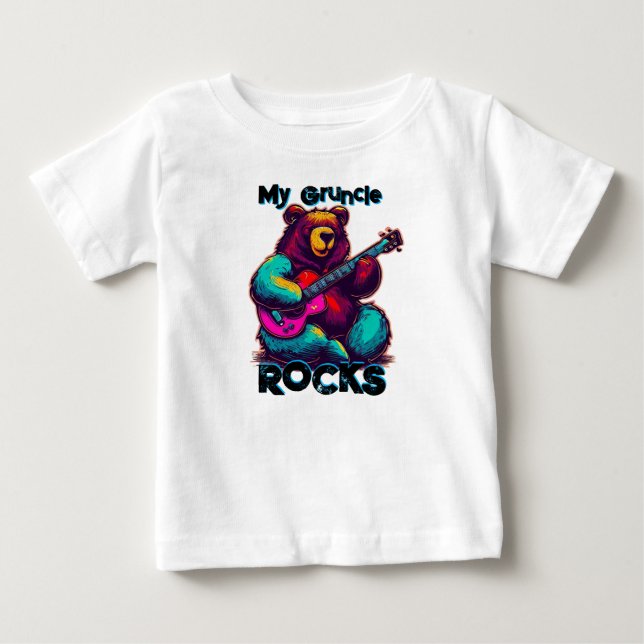 Meine Gruncle Rocks! Farbenfroher Bär Baby T-shirt (Vorderseite)