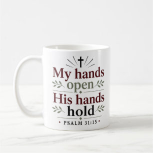 Meine Hände öffnen sich, Seine Hände halten Christ Kaffeetasse