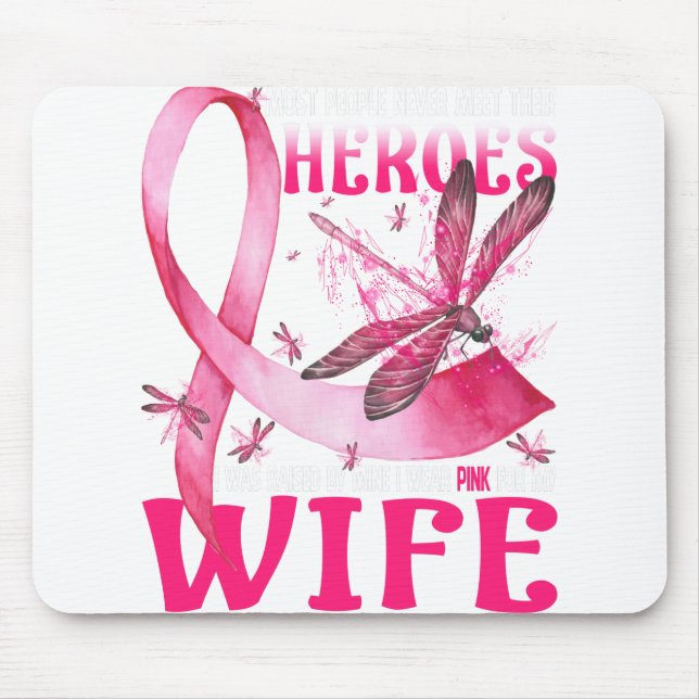 Meine Helden tragen Rosa für meine Ehefrau Brustkr Mousepad (Vorne)