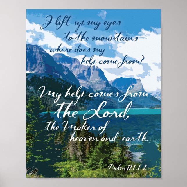 Meine Hilfe kommt vom Lord Psalm 121 Art Poster (Vorne)