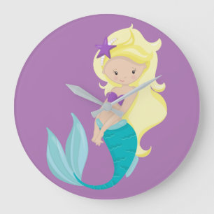 Meine Hübsche Mermaid Große Wanduhr