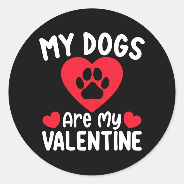 Meine Hunde sind meine Lieblingslieder am Valentin Runder Aufkleber (Vorderseite)