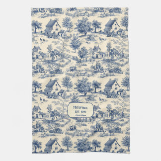 Meine Hütte Cobalt und Cream Toile de Jouy Geschirrtuch