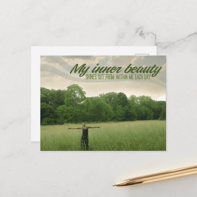 "Meine innere Schönheit" Motivation Affirmation Postkarte (Vorderseite/Rückseite Beispiel)