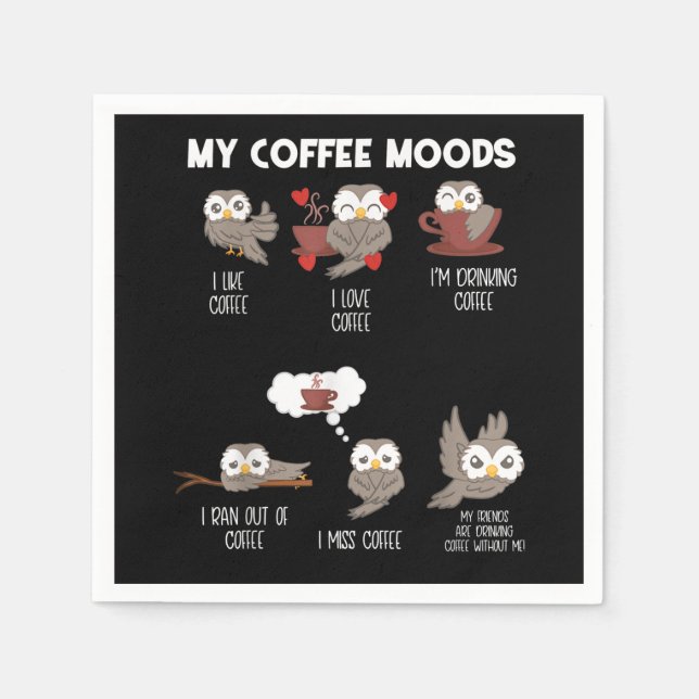 Meine Kaffeemöglichkeiten Owl Liebt Kaffeegenuss Serviette (Vorderseite)
