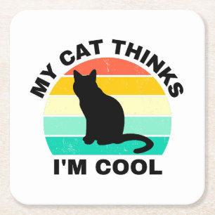 Meine Katze denkt, ich sei Cool Rechteckiger Pappuntersetzer