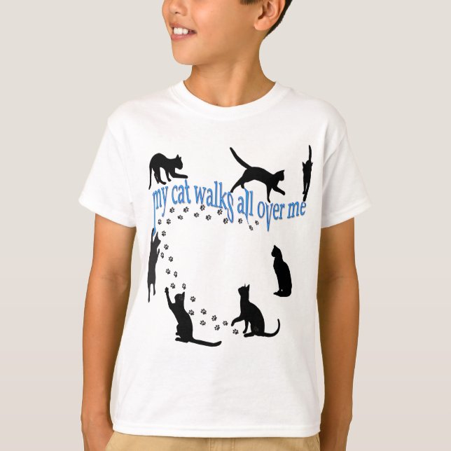 "Meine Katze geht über mich" vorne & hinten! T-Shirt (Vorderseite)