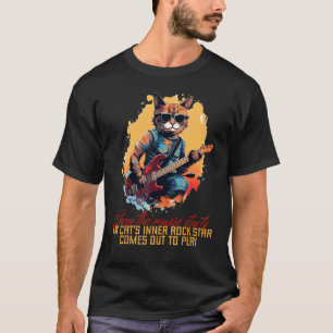 Meine Katze inner Rocker kommt mit Gitarre und Ges T-Shirt