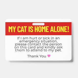 Meine Katze ist allein zu Hause Notfall-Kontaktkar Ausweis