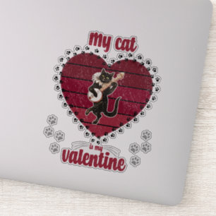 Meine Katze ist mein Valentine Katzenliebhaber V Aufkleber