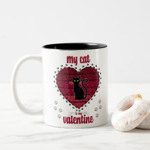 Meine Katze ist mein Valentine   Niedliche Valenti Zweifarbige Tasse