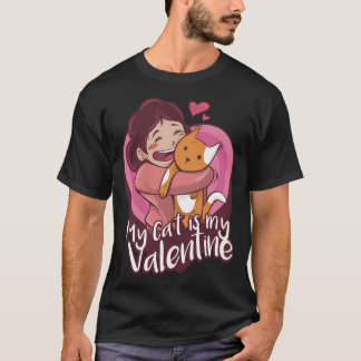 Meine Katze ist mein Valentine Niedliches Anti-V-D T-Shirt