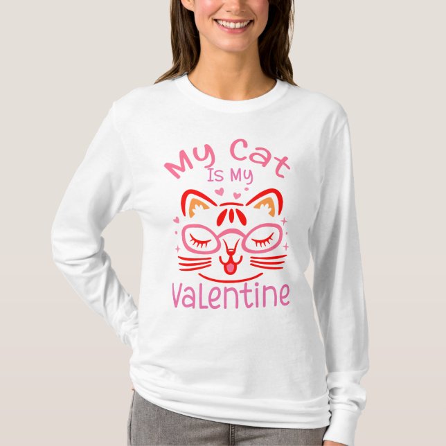 Meine Katze ist mein Valentinschläfchen T-Shirt (Vorderseite)