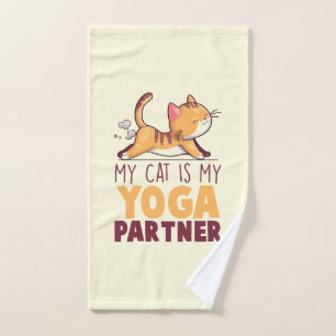 Meine Katze ist mein Yoga-Partner - Stretching Cat Badhandtuch Set