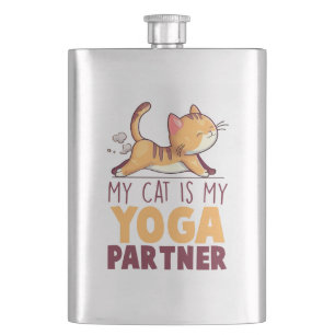 Meine Katze ist mein Yoga-Partner - Stretching Cat Flachmann