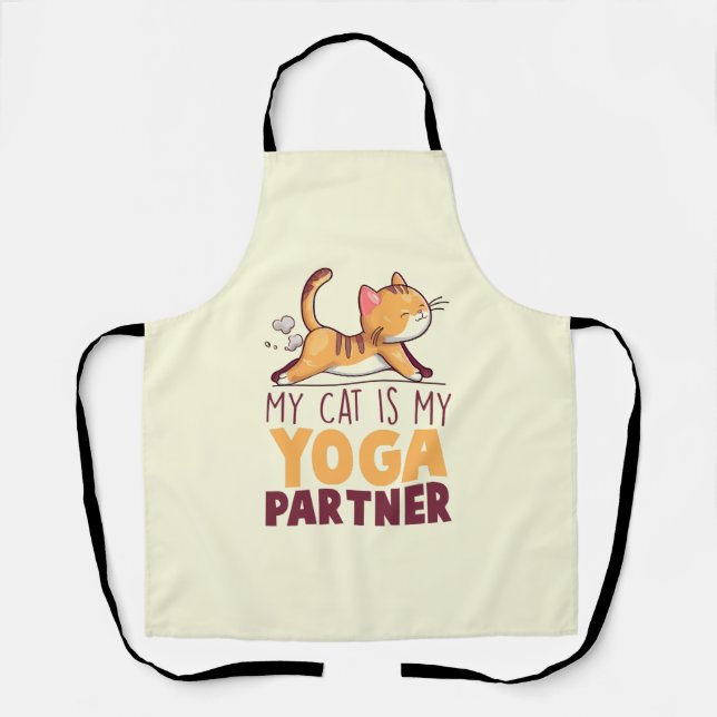 Meine Katze ist mein Yoga-Partner - Stretching Cat Schürze (Vorderseite)