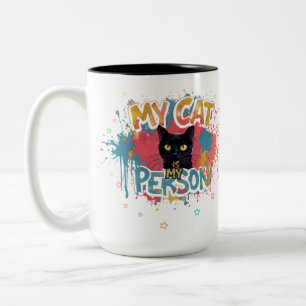 Meine Katze ist meine Person Neon-Graffiti-Design Zweifarbige Tasse