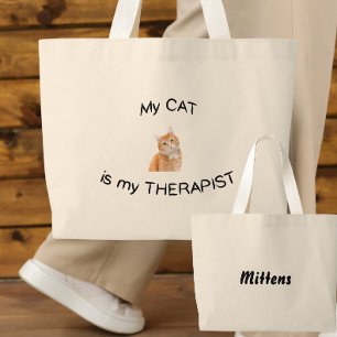 Meine Katze ist meine Therapeutin Jumbo Stoffbeutel