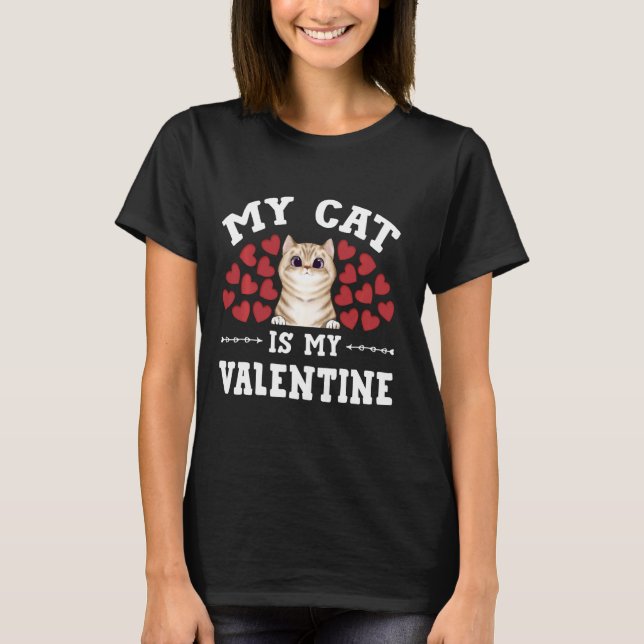 Meine Katze ist meine Valentine Niedlich Valentine T-Shirt (Vorderseite)