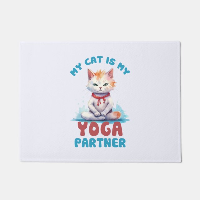 Meine Katze ist meine Yogapartnerin - eine adorabl Fußmatte (Vorderseite)