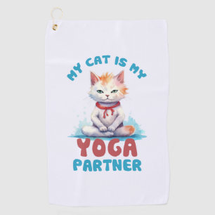 Meine Katze ist meine Yogapartnerin - eine adorabl Golfhandtuch