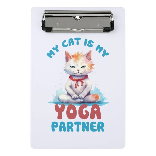 Meine Katze ist meine Yogapartnerin - eine adorabl Mini Klemmbrett (Vorderseite)