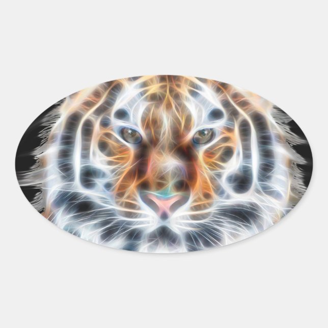 Meine Katze ist Schauspiel Up Tiger Gesichtsenergi Ovaler Aufkleber (Vorderseite)