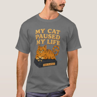 Meine Katze pausierte mein Leben Retro-Vibe 80er 9 T-Shirt