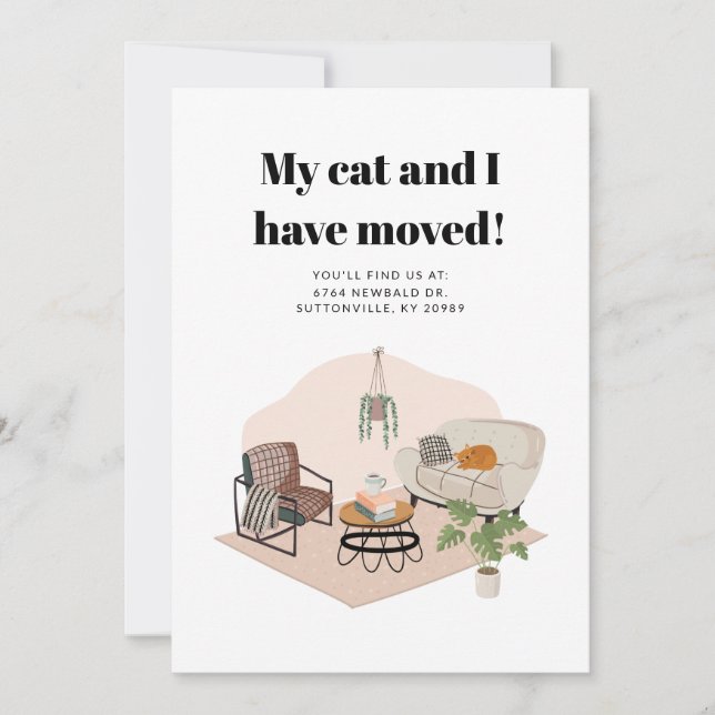 Meine Katze und ich bewegten die Adressänderung Ankündigung (Vorderseite)