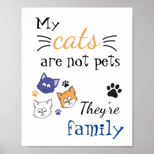 Meine Katzen sind meine Familie  farbig Poster