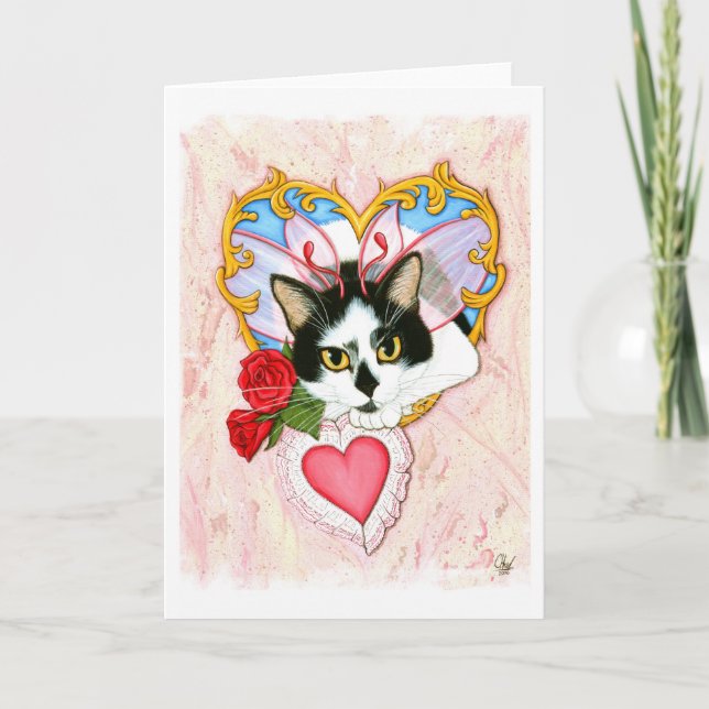 Meine katzenartiger Valentinsgruß-feenhafte Feiertagskarte (Vorderseite)