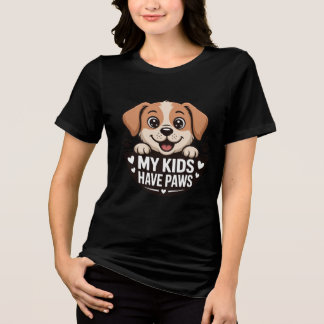 Meine Kinder haben Pfoten T-Shirt | Lustiges Hunde Tri-Blend Shirt