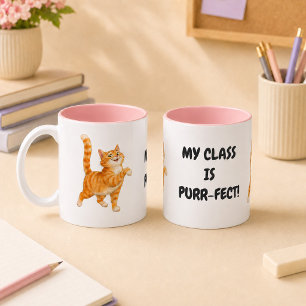 Meine Klasse ist purr-fekt lustige orange Katze Le Zweifarbige Tasse
