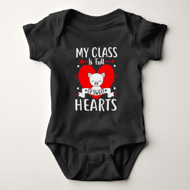 Meine Klasse ist voll von süßen Herzen Valentine Baby Strampler (Vorderseite)