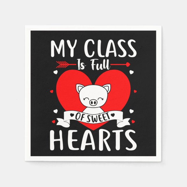 Meine Klasse ist voll von süßen Herzen Valentine Serviette (Vorderseite)