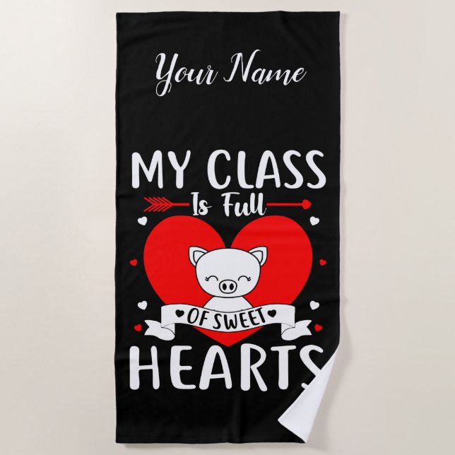 Meine Klasse ist voll von süßen Herzen Valentine Strandtuch (Vorderseite)