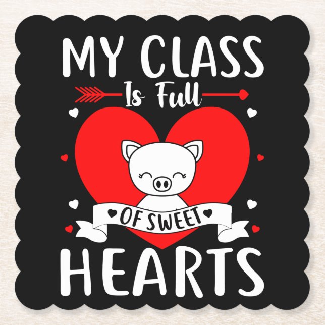 Meine Klasse ist voll von süßen Herzen Valentine Untersetzer (Vorderseite)