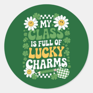 Meine Klasse ist voller Glücksbringer St. Patrick' Runder Aufkleber