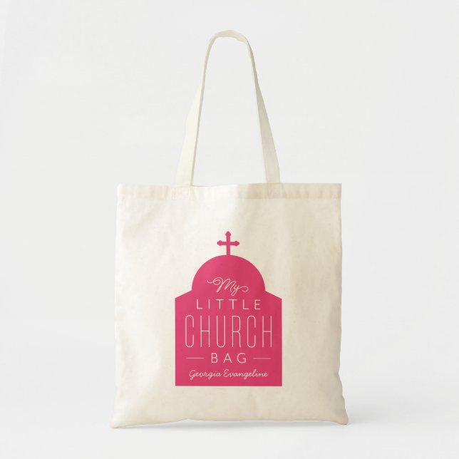 Meine kleine Kirche niedliche dunkelrosa orthodoxe Tragetasche (Vorne)